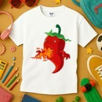 Red Hot Chilli Pepper With Flame Kids T-Shirt thumb 3