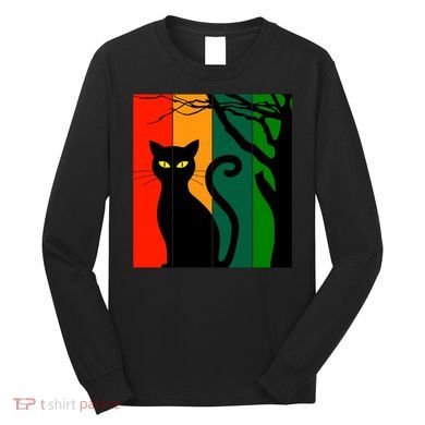 Retro Halloween Cat Long Sleeve Shirt