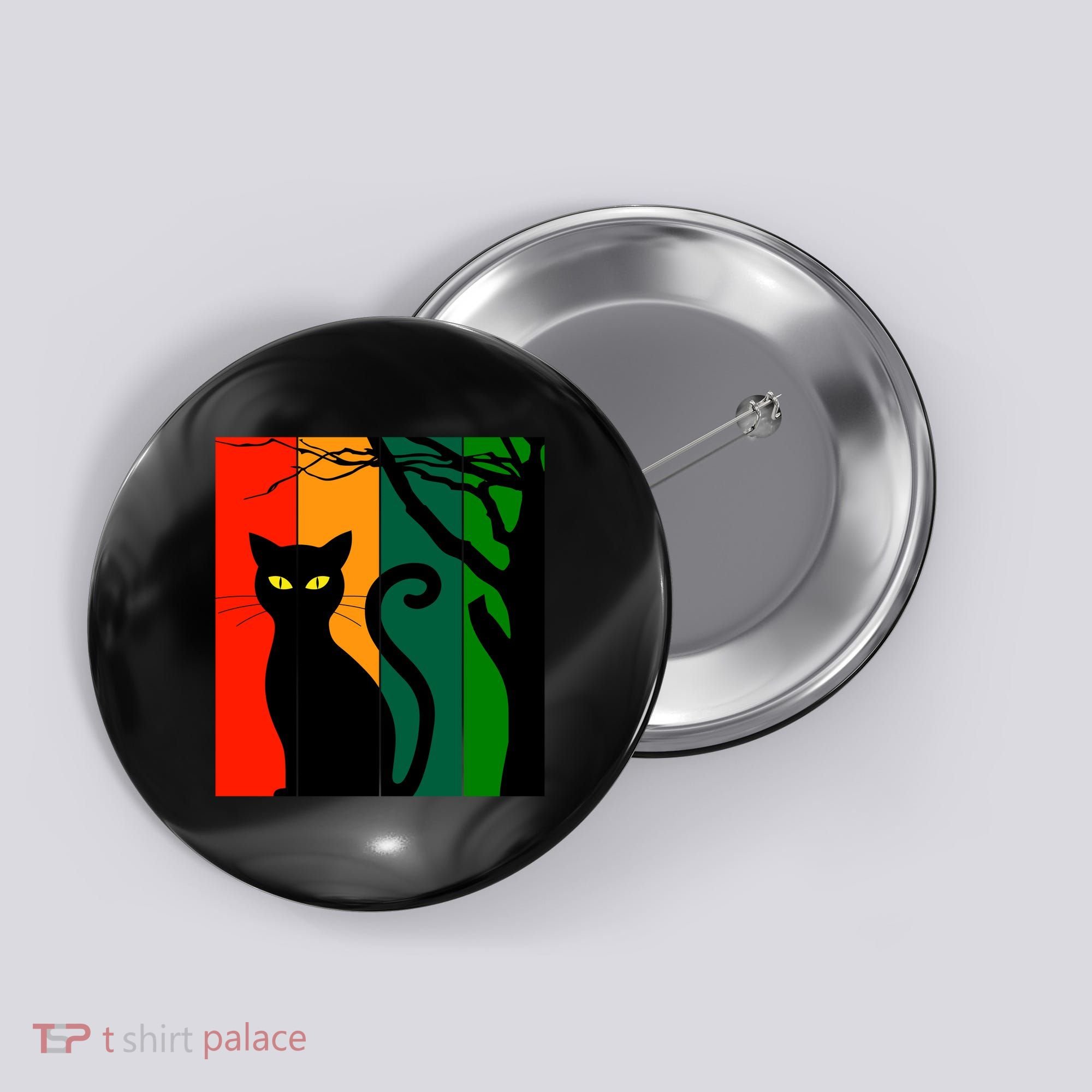 Retro Halloween Cat Button