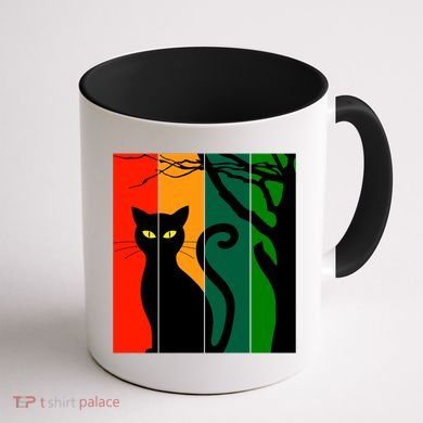 Retro Halloween Cat Coffee Mug back