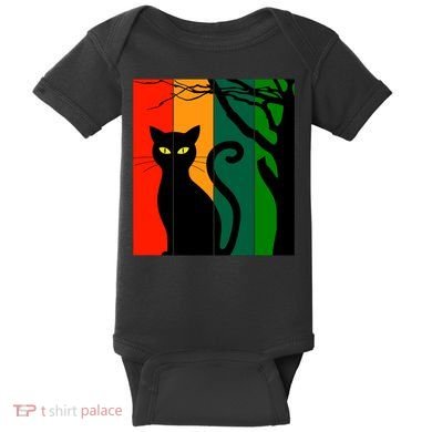Retro Halloween Cat Baby Bodysuit