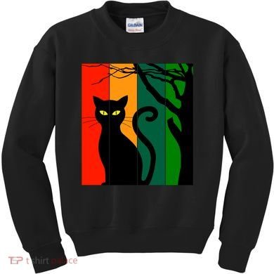 Retro Halloween Cat Kids Sweatshirt