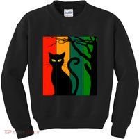 Retro Halloween Cat Kids Sweatshirt thumb 0