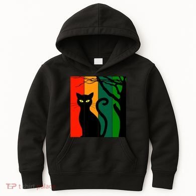 Retro Halloween Cat Kids Hoodie