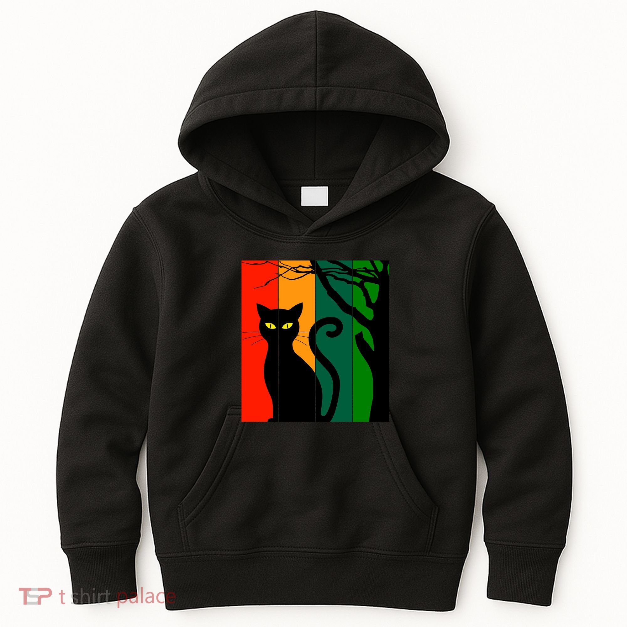 Retro Halloween Cat Kids Hoodie