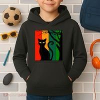 Retro Halloween Cat Kids Hoodie thumb 2