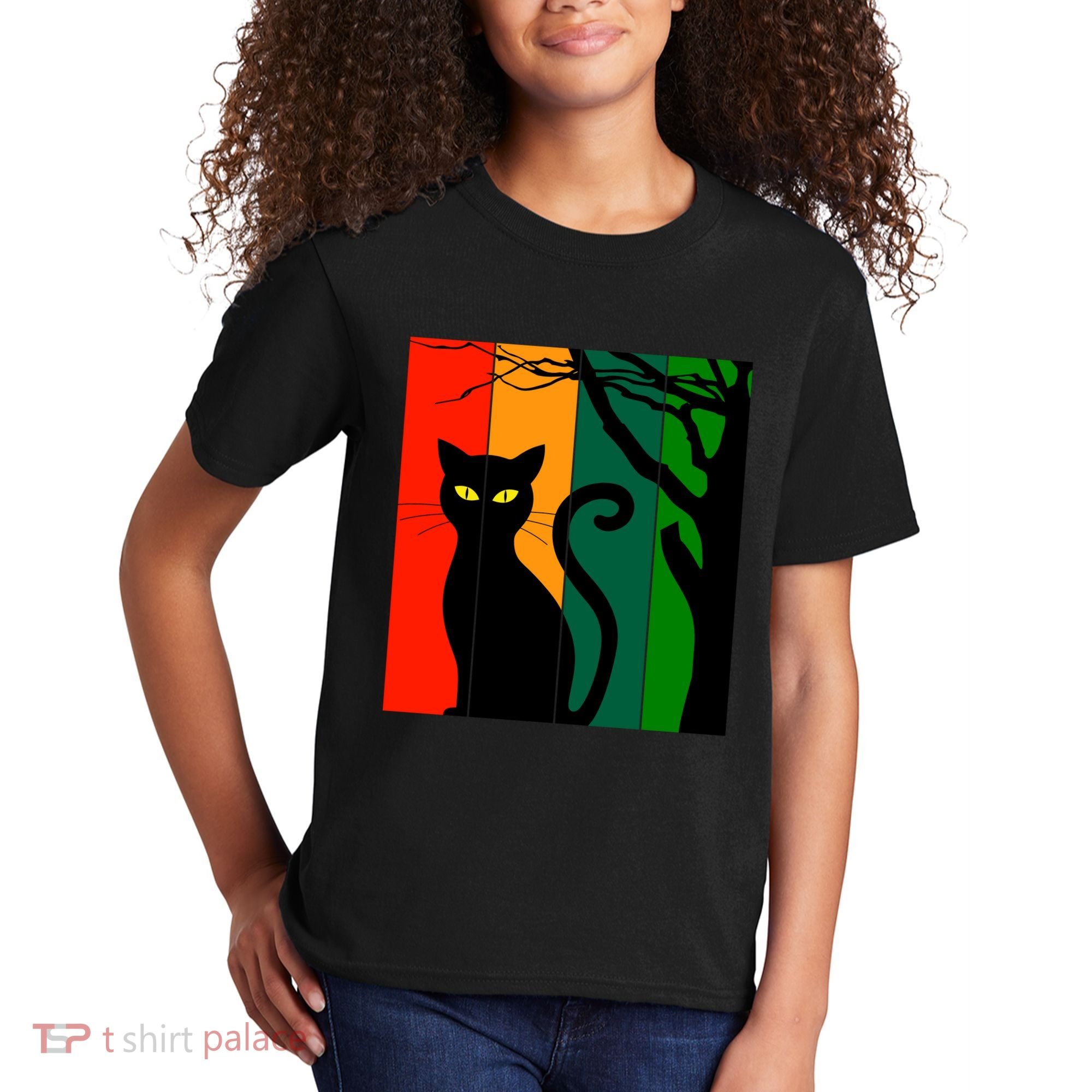 Retro Halloween Cat Kids T-Shirt