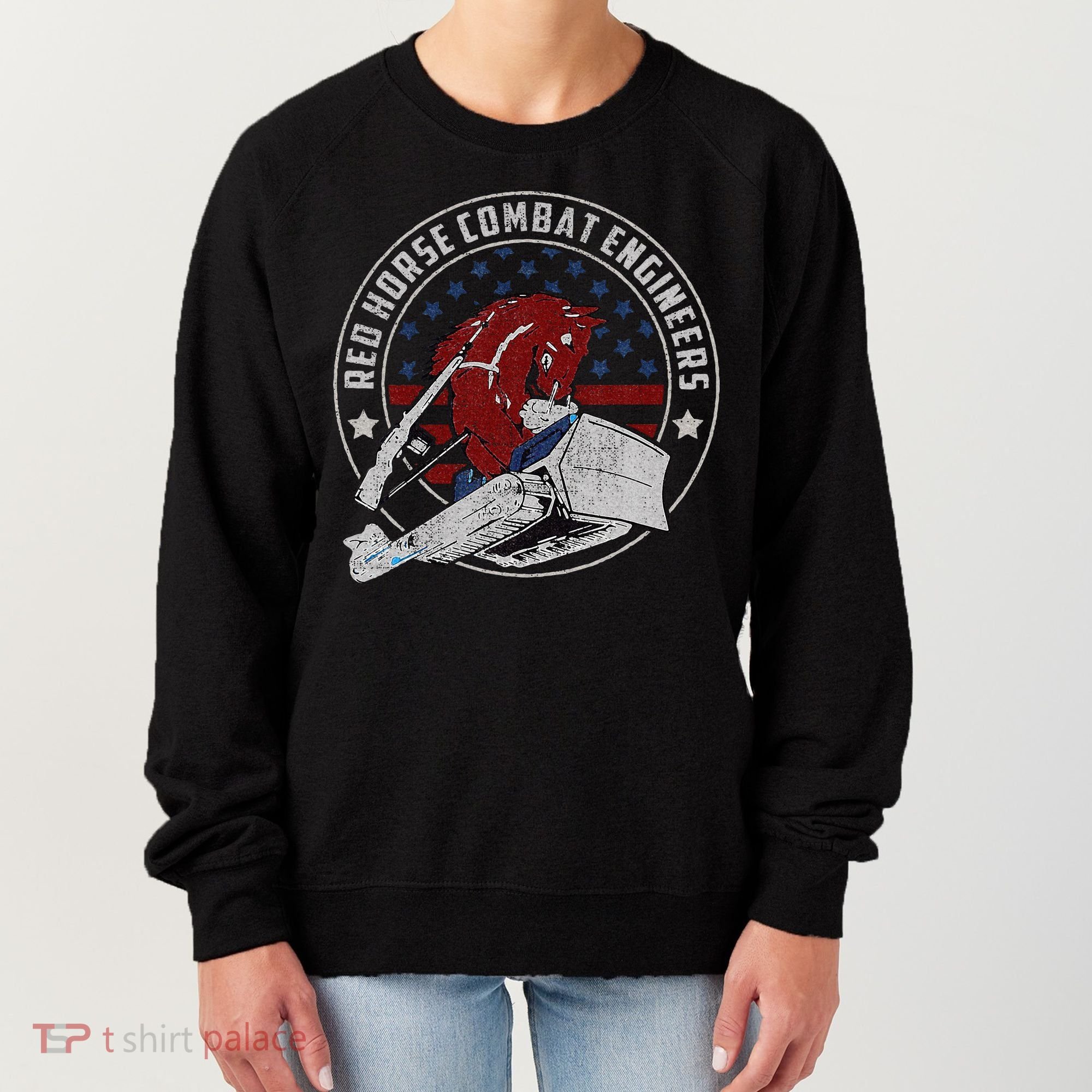Red Horse Combat Engineer Us Military Women's Sweatshirt