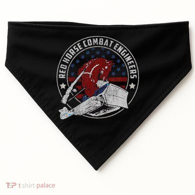 Red Horse Combat Engineer Us Military USA-Made Doggie Bandana