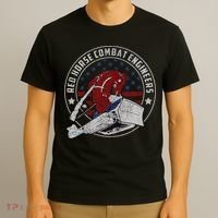Red Horse Combat Engineer Us Military T-Shirt thumb 3