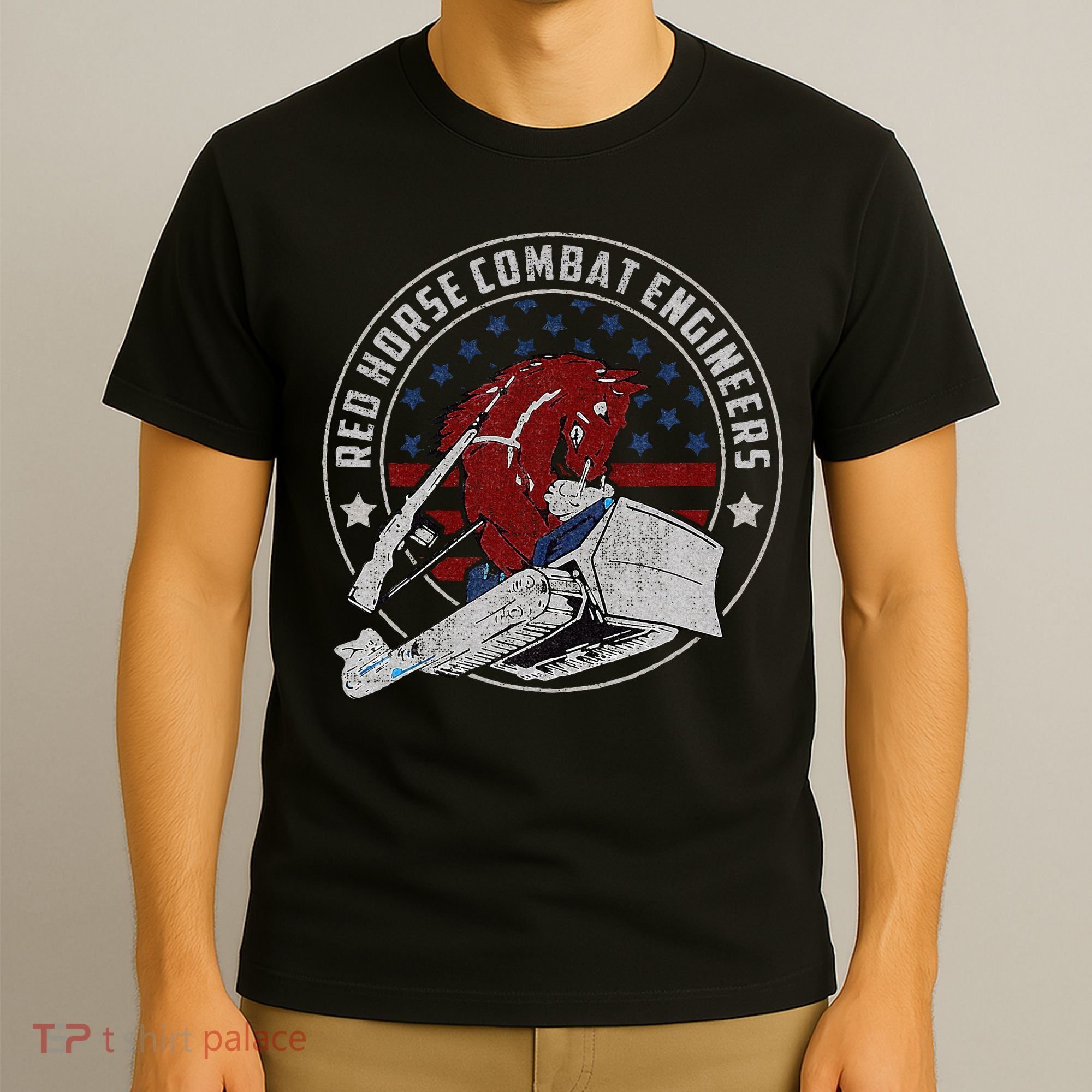 Red Horse Combat Engineer Us Military T-Shirt