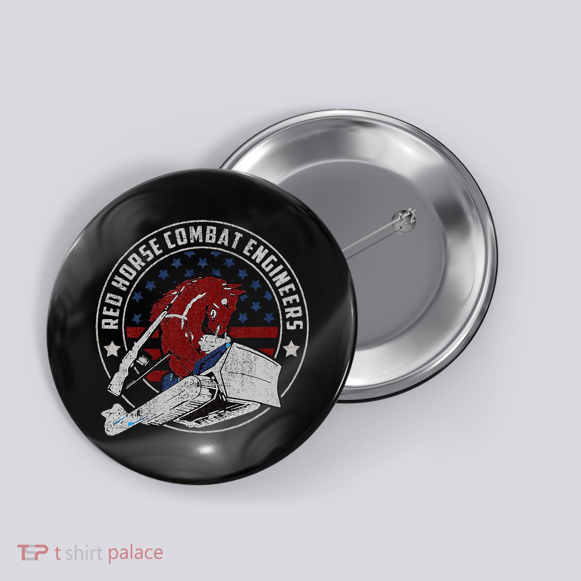 Red Horse Combat Engineer Us Military Button