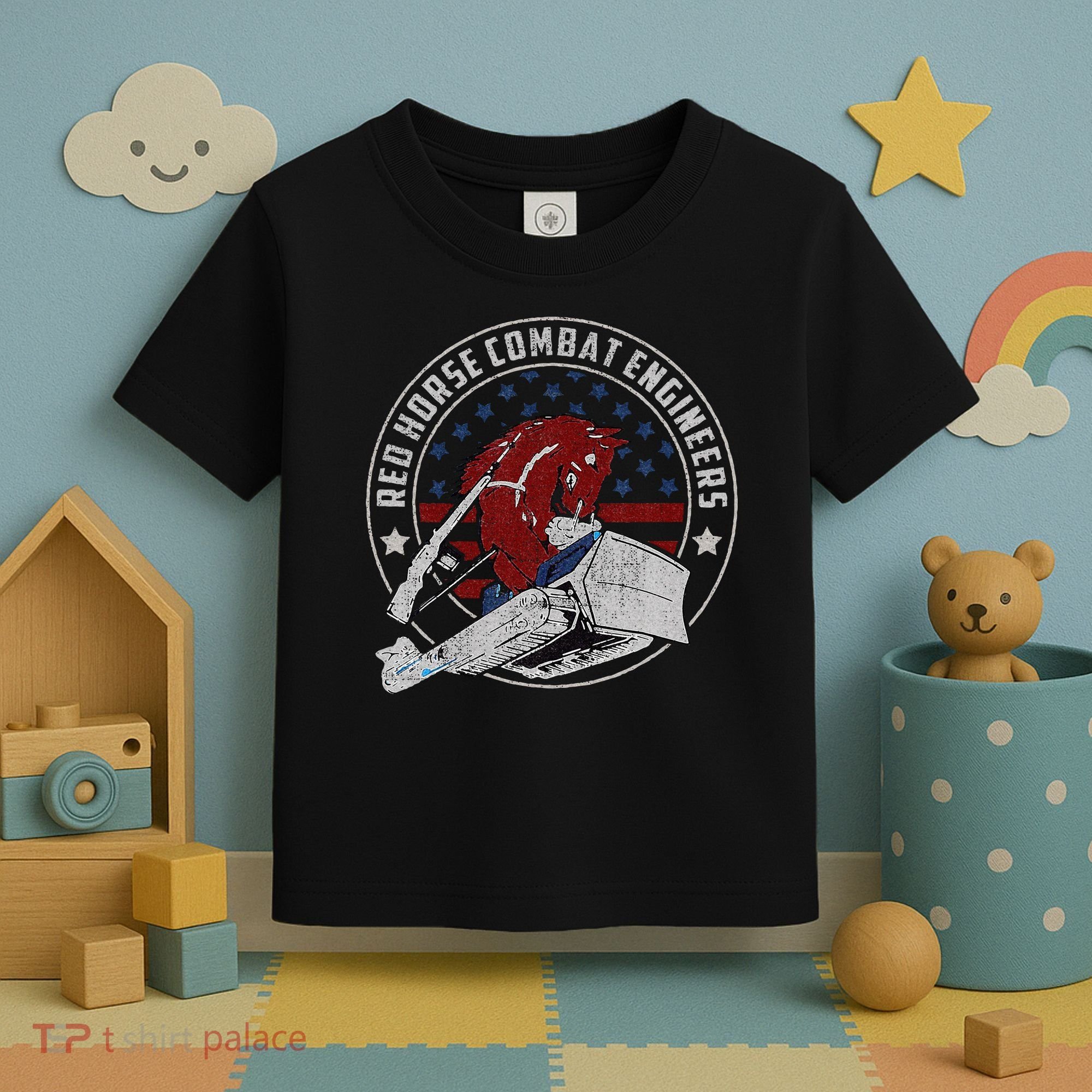 Red Horse Combat Engineer Us Military Toddler T-Shirt