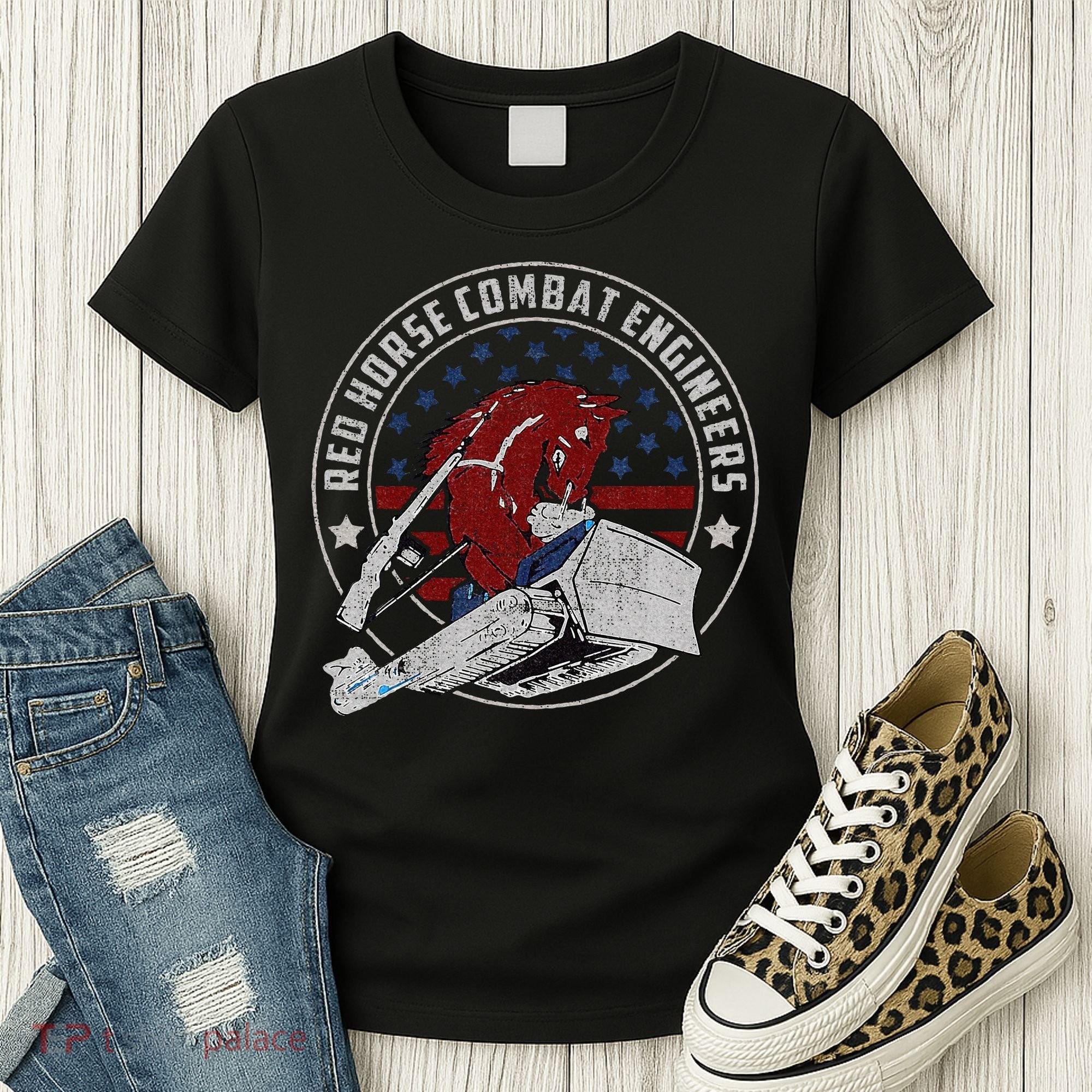 Red Horse Combat Engineer Us Military Women's T-Shirt