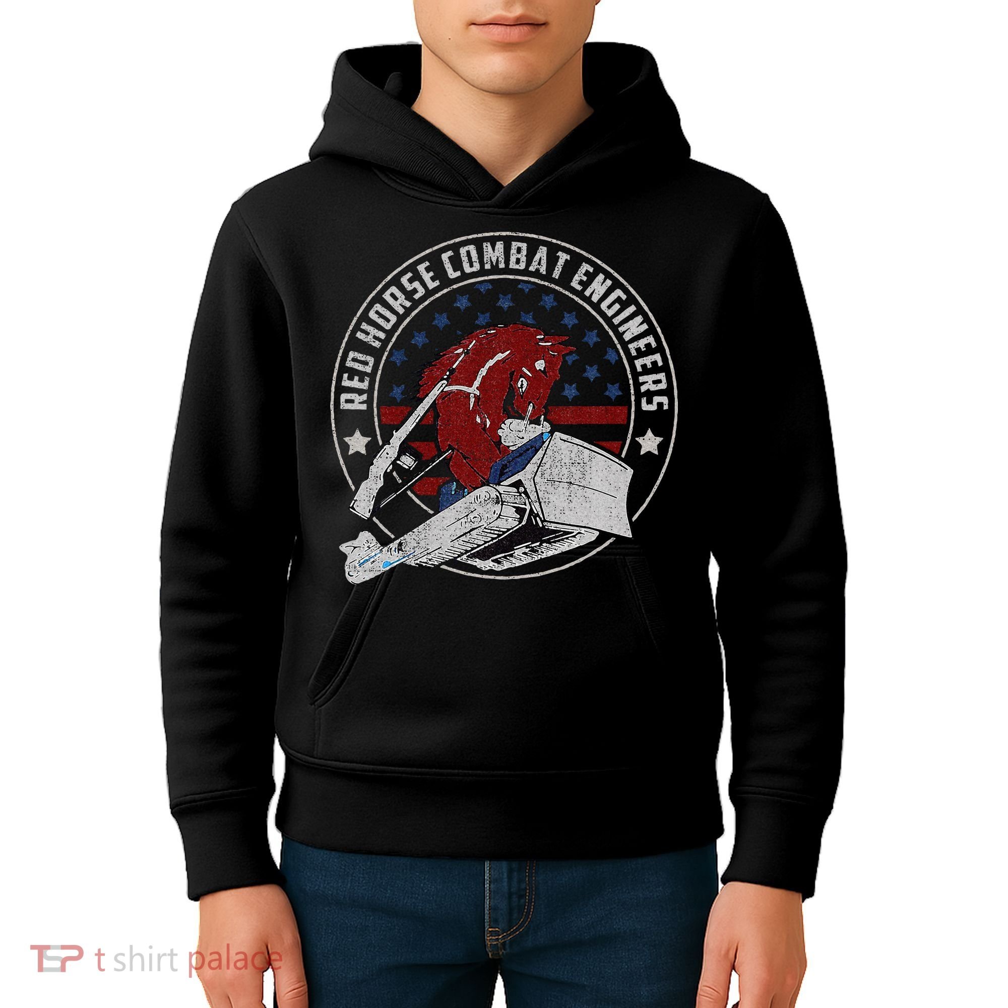 Red Horse Combat Engineer Us Military Kids Hoodie