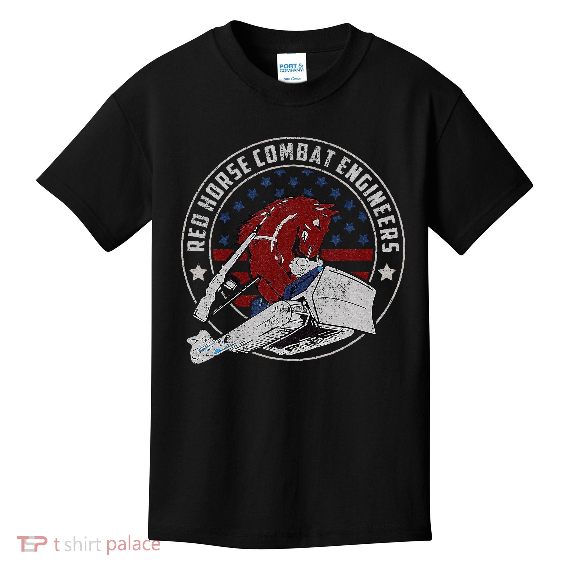 Red Horse Combat Engineer Us Military Kids T-Shirt