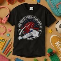 Red Horse Combat Engineer Us Military Kids T-Shirt thumb 3