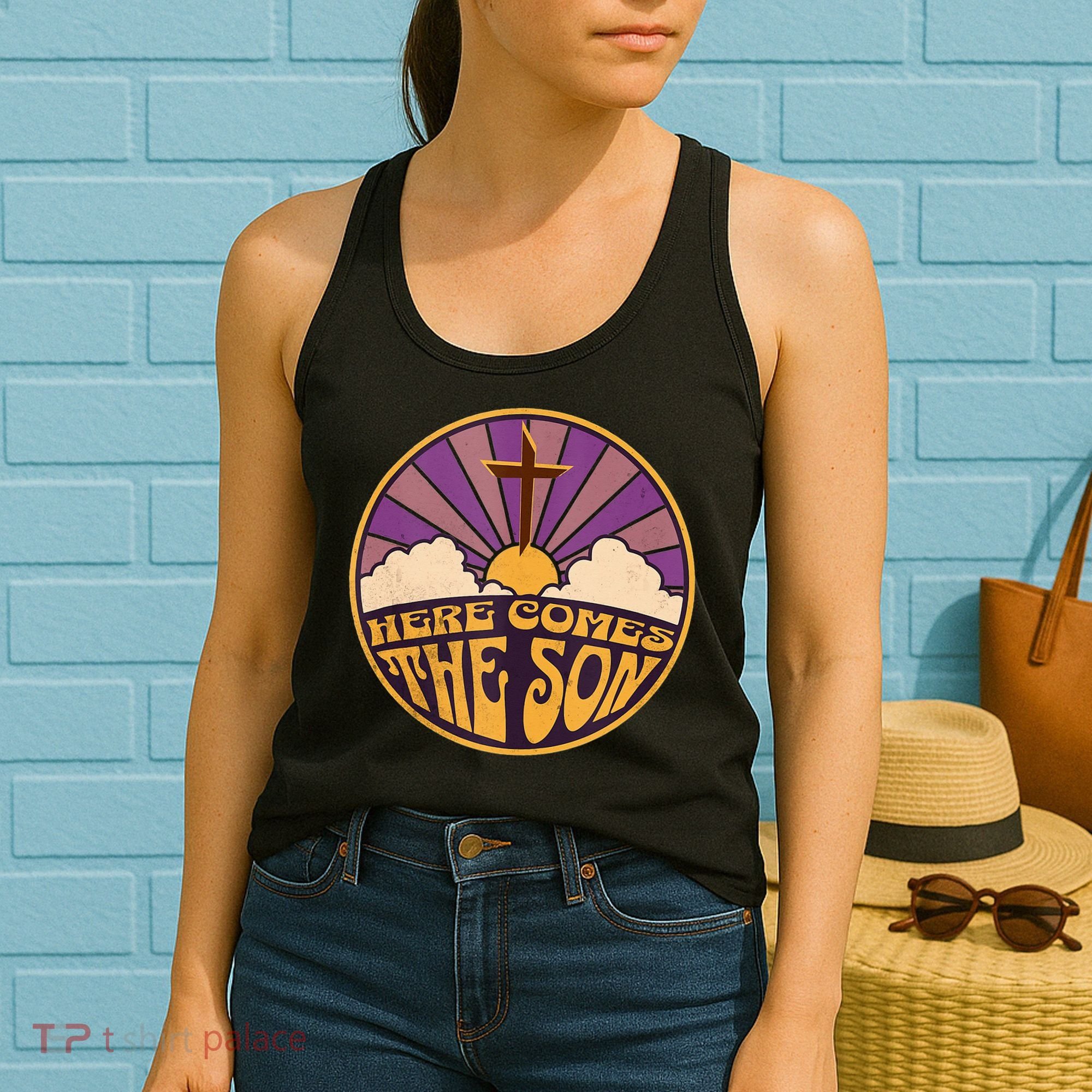 Retro Here Comes The Son Jesus People Revolution Christian Women's Tank Top