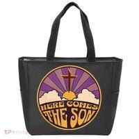 Retro Here Comes The Son Jesus People Revolution Christian Tote Bag thumb 0