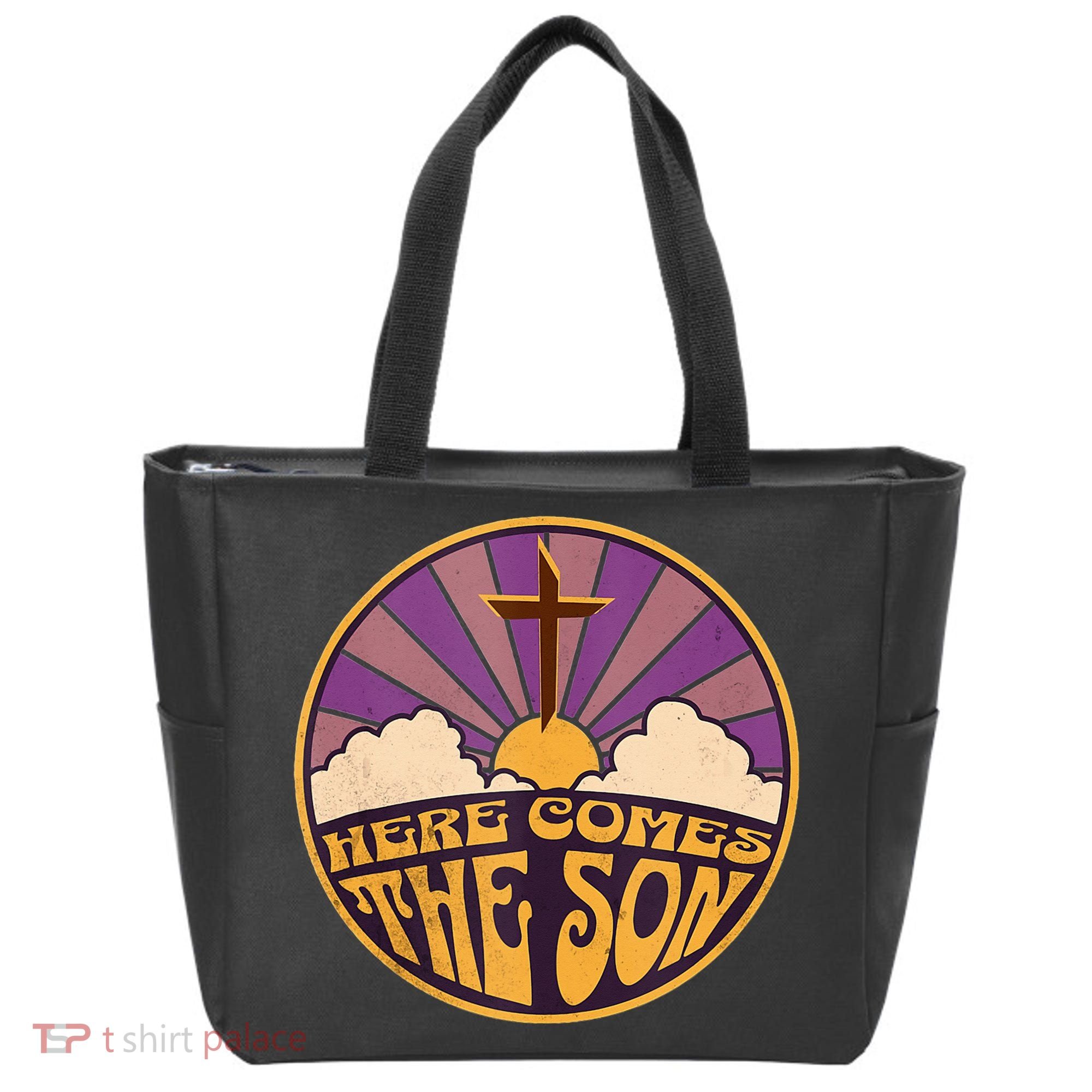 Retro Here Comes The Son Jesus People Revolution Christian Tote Bag