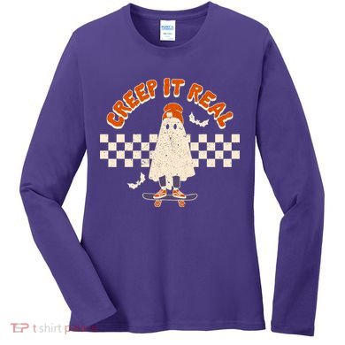 Retro Halloween Comfort Colors Shirt, Creep It Real Women's Long Sleeve Shirt