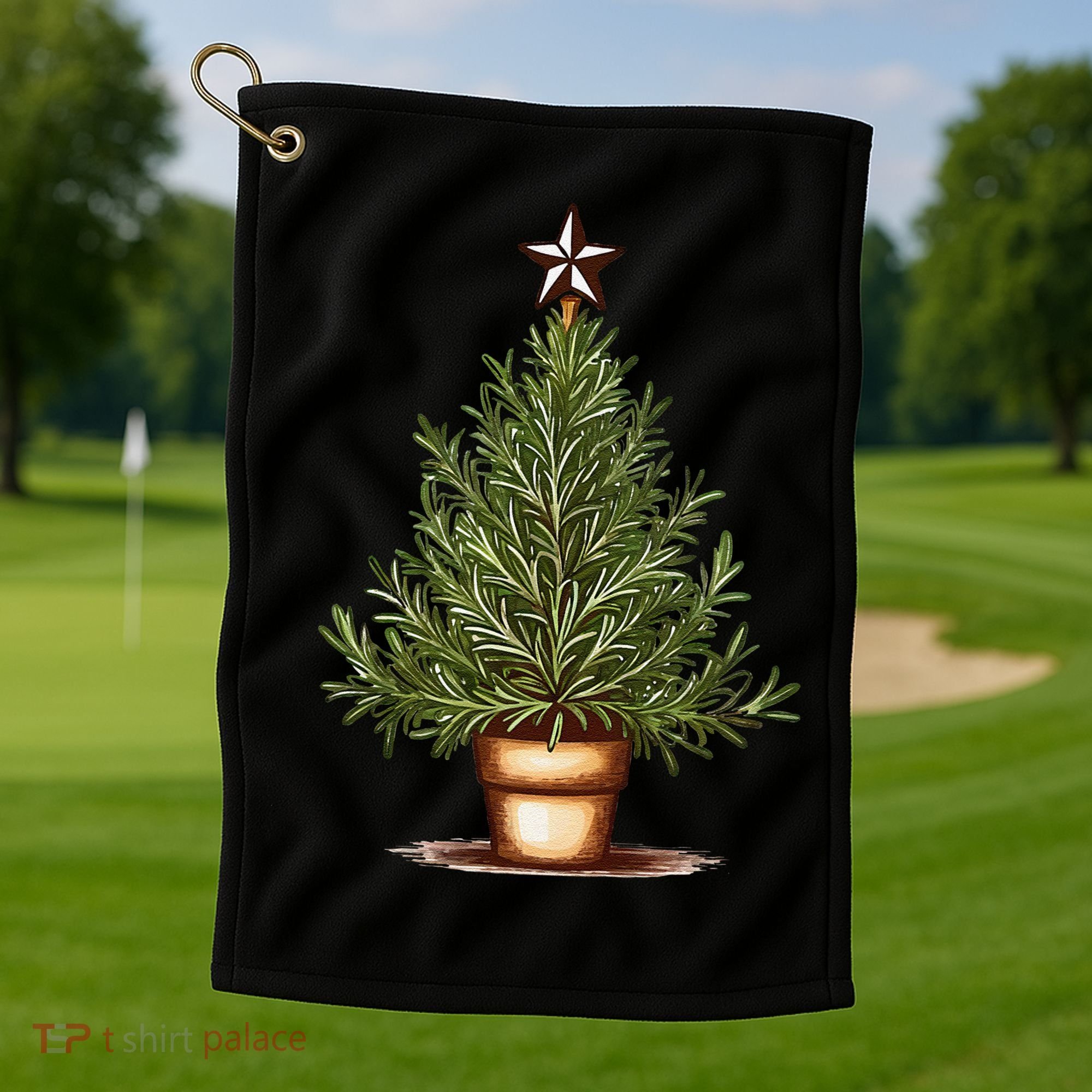 Rosemary Herb Christmas Tree Golf Towel
