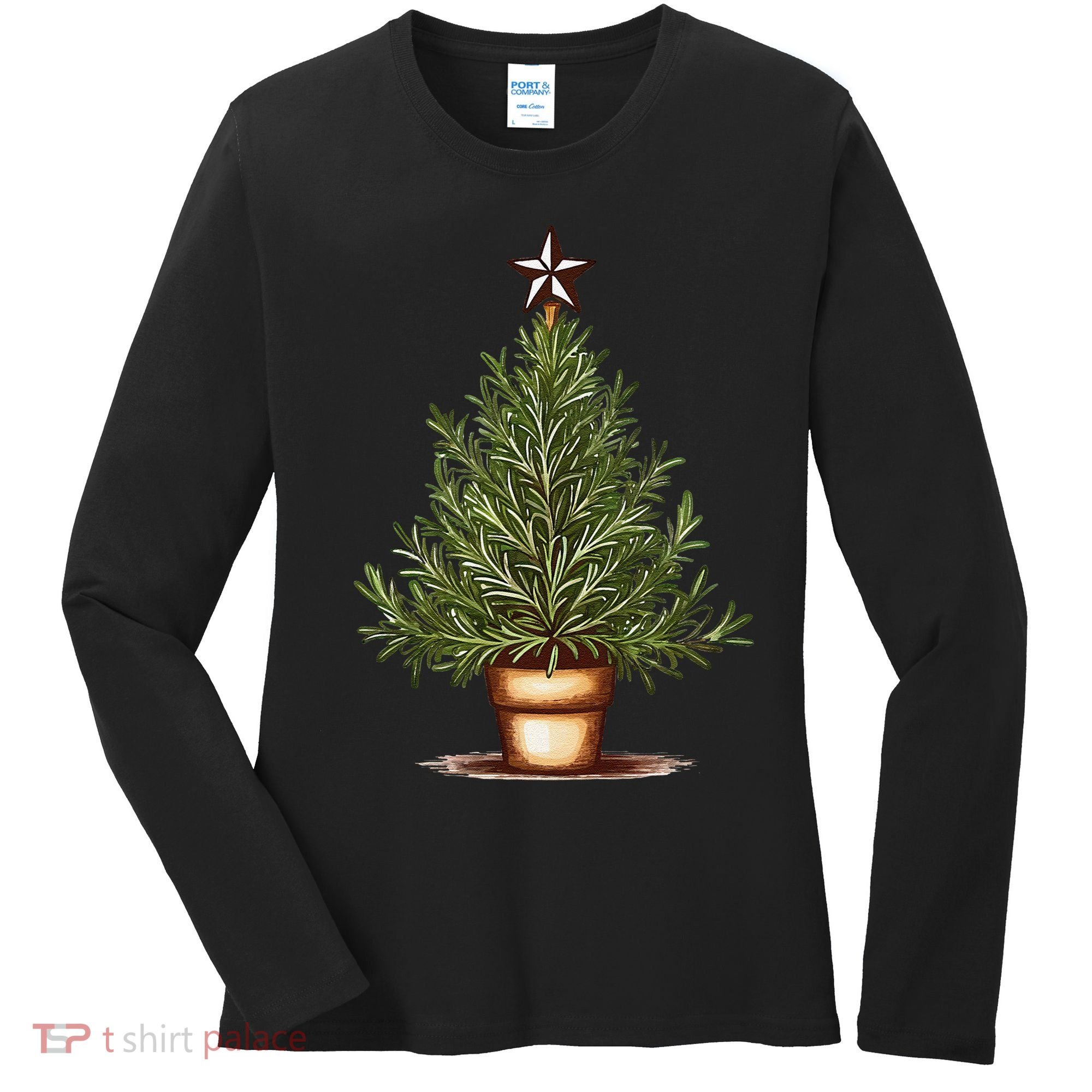 Rosemary Herb Christmas Tree Women's Long Sleeve Shirt