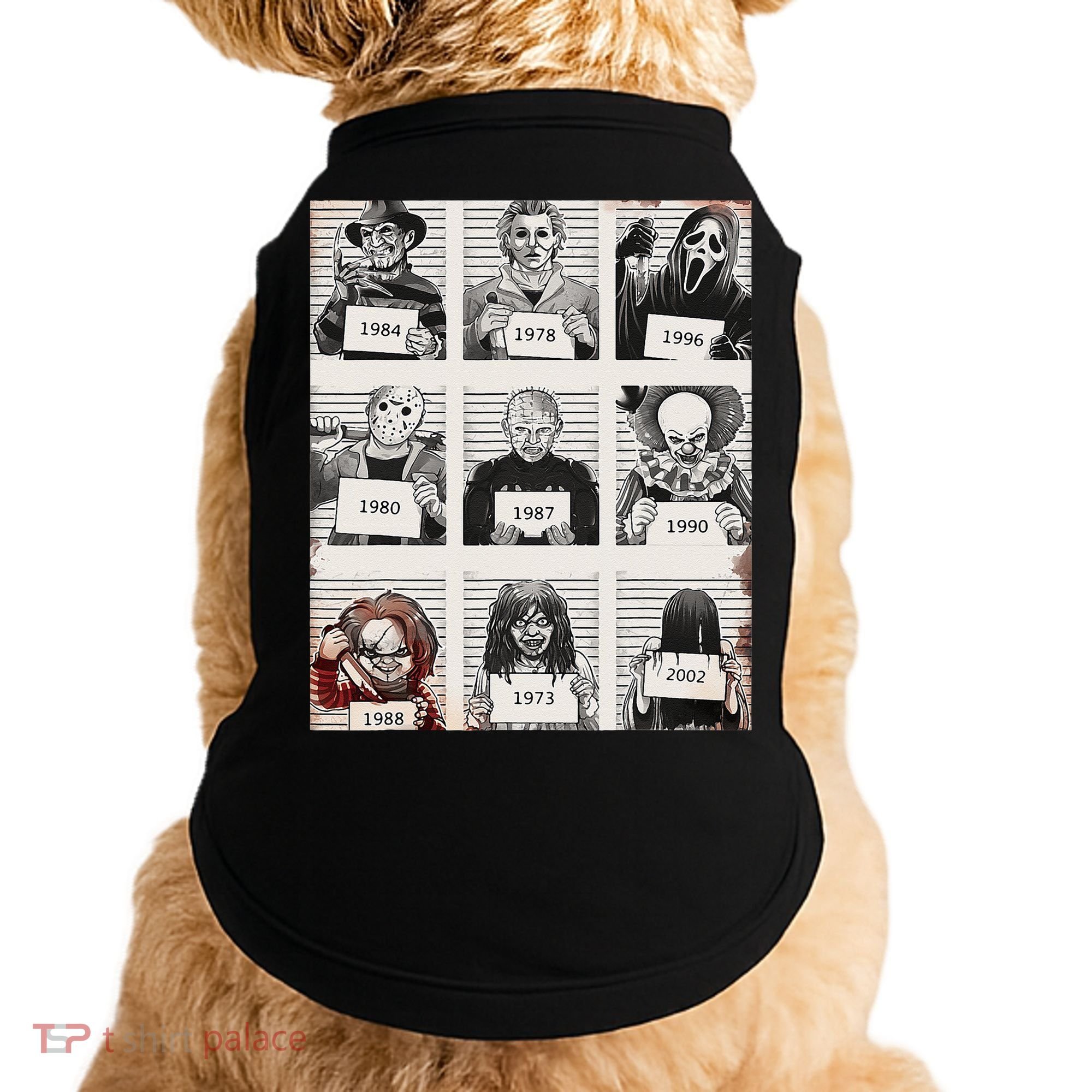 Retro Halloween Creepy Legends Killers Mugshots Horror Fan Doggie Tank