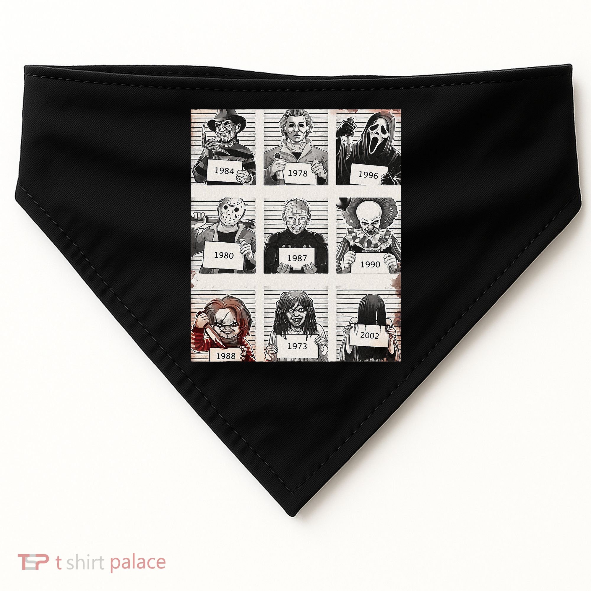 Retro Halloween Creepy Legends Killers Mugshots Horror Fan USA-Made Doggie Bandana