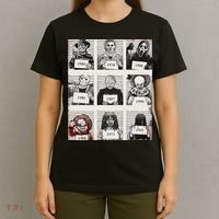 Retro Halloween Creepy Legends Killers Mugshots Horror Fan T-Shirt thumb 4