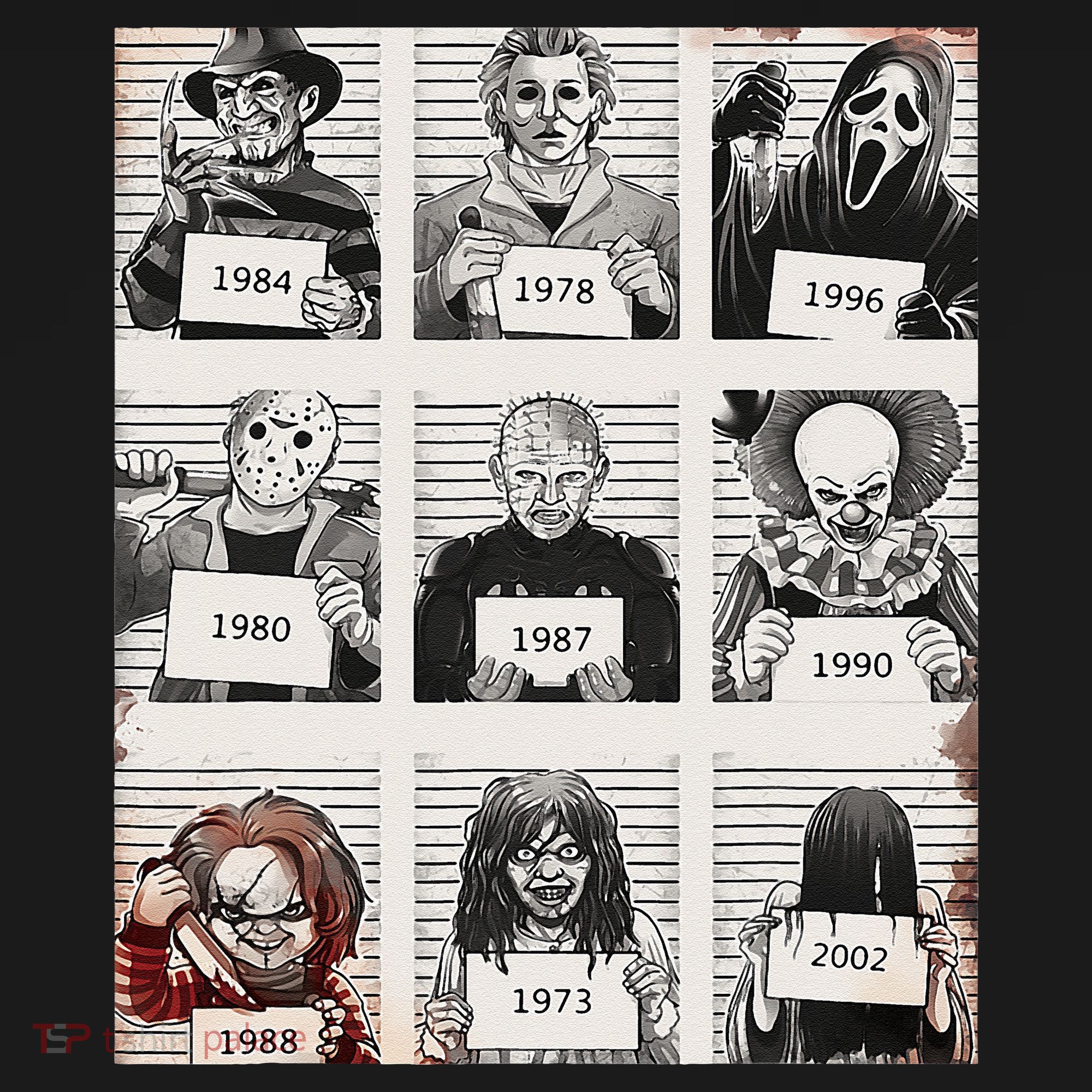 Retro Halloween Creepy Legends Killers Mugshots Horror Fan Women's Hoodie