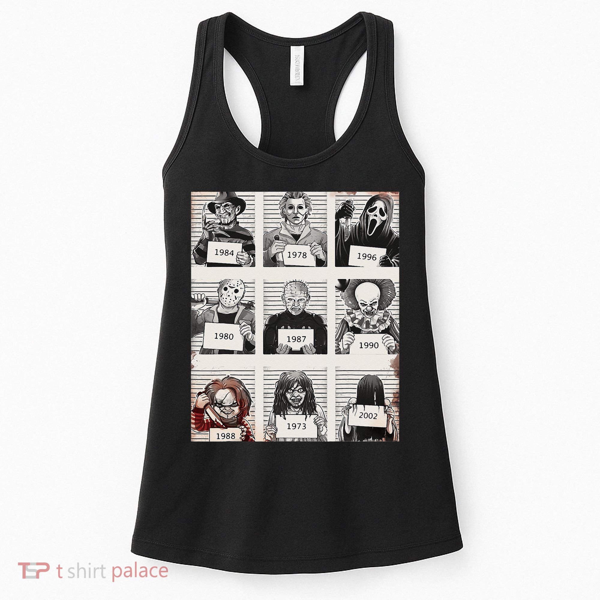 Retro Halloween Creepy Legends Killers Mugshots Horror Fan Women's Tank Top