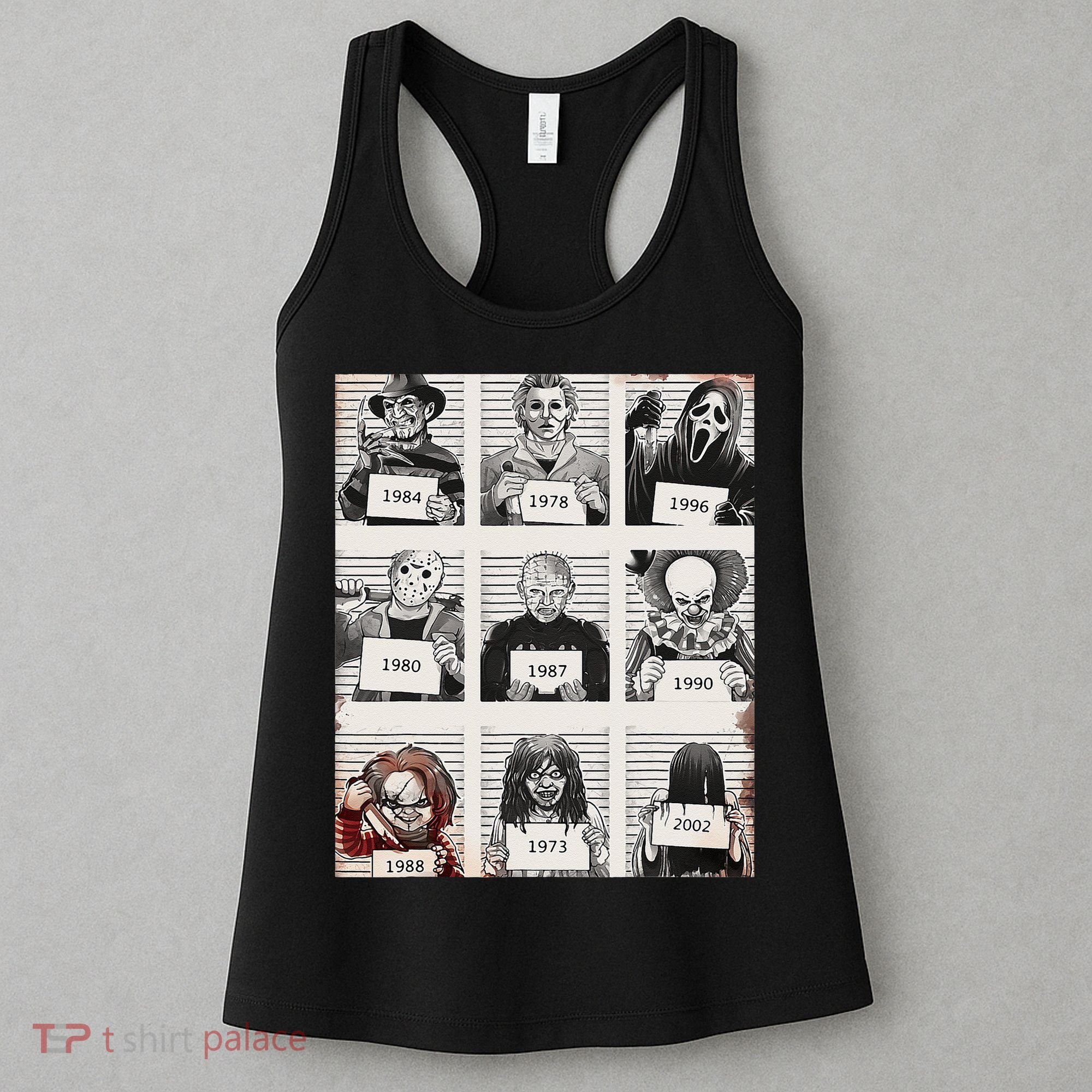 Retro Halloween Creepy Legends Killers Mugshots Horror Fan Women's Tank Top
