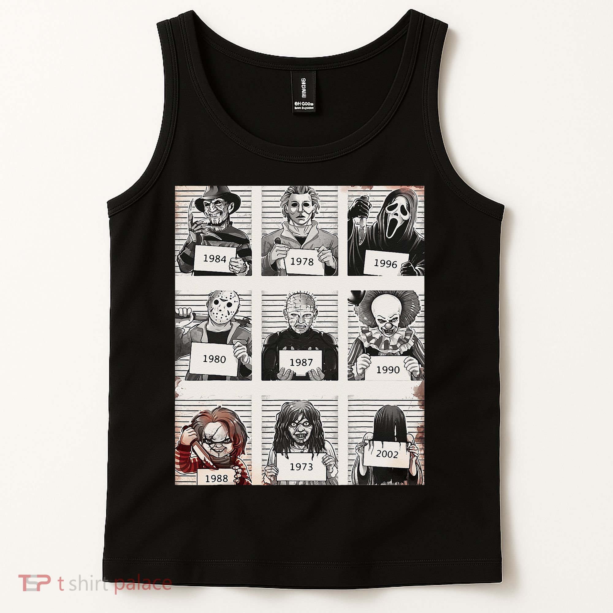 Retro Halloween Creepy Legends Killers Mugshots Horror Fan Tank Top