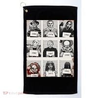 Retro Halloween Creepy Legends Killers Mugshots Horror Fan Golf Towel thumb 0