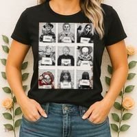 Retro Halloween Creepy Legends Killers Mugshots Horror Fan Women's T-Shirt thumb 2