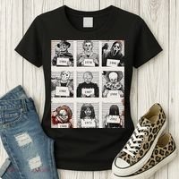 Retro Halloween Creepy Legends Killers Mugshots Horror Fan Women's T-Shirt thumb 3