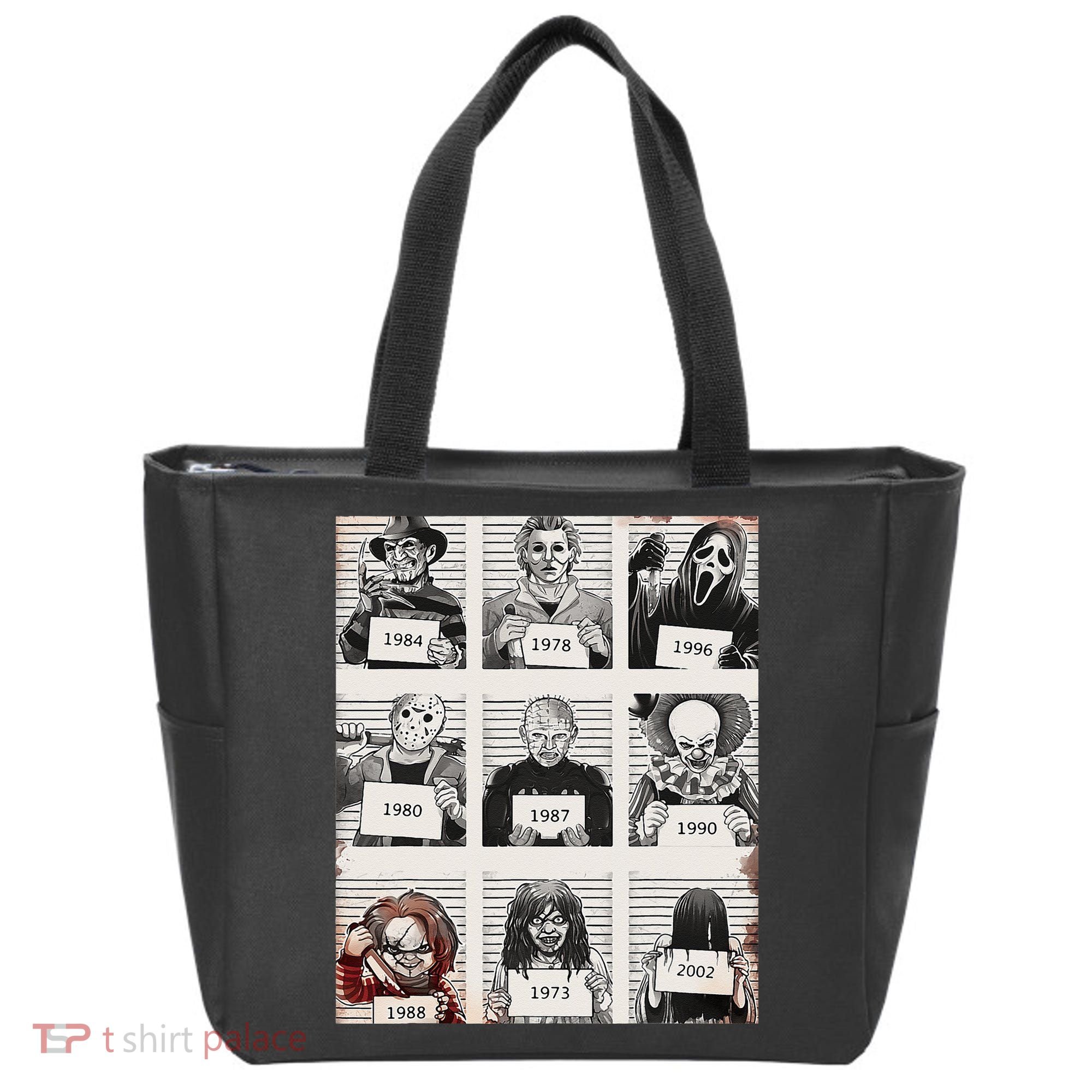 Retro Halloween Creepy Legends Killers Mugshots Horror Fan Tote Bag