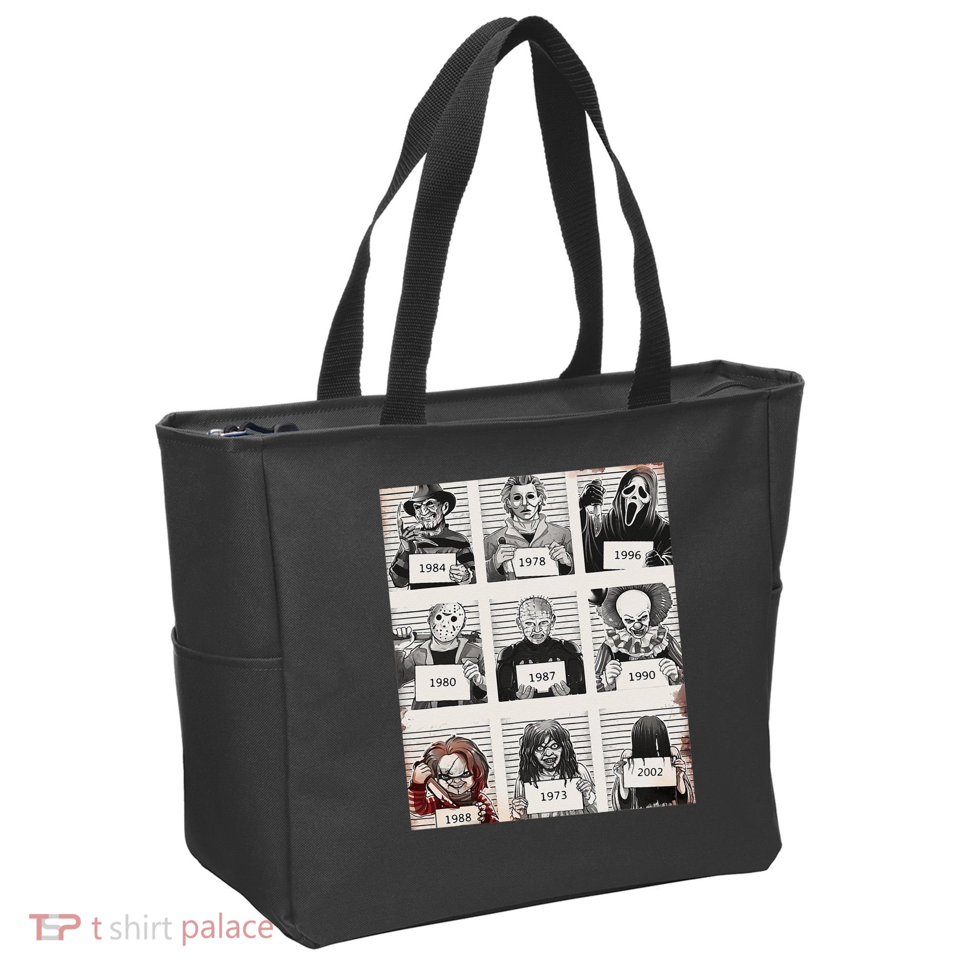 Retro Halloween Creepy Legends Killers Mugshots Horror Fan Tote Bag
