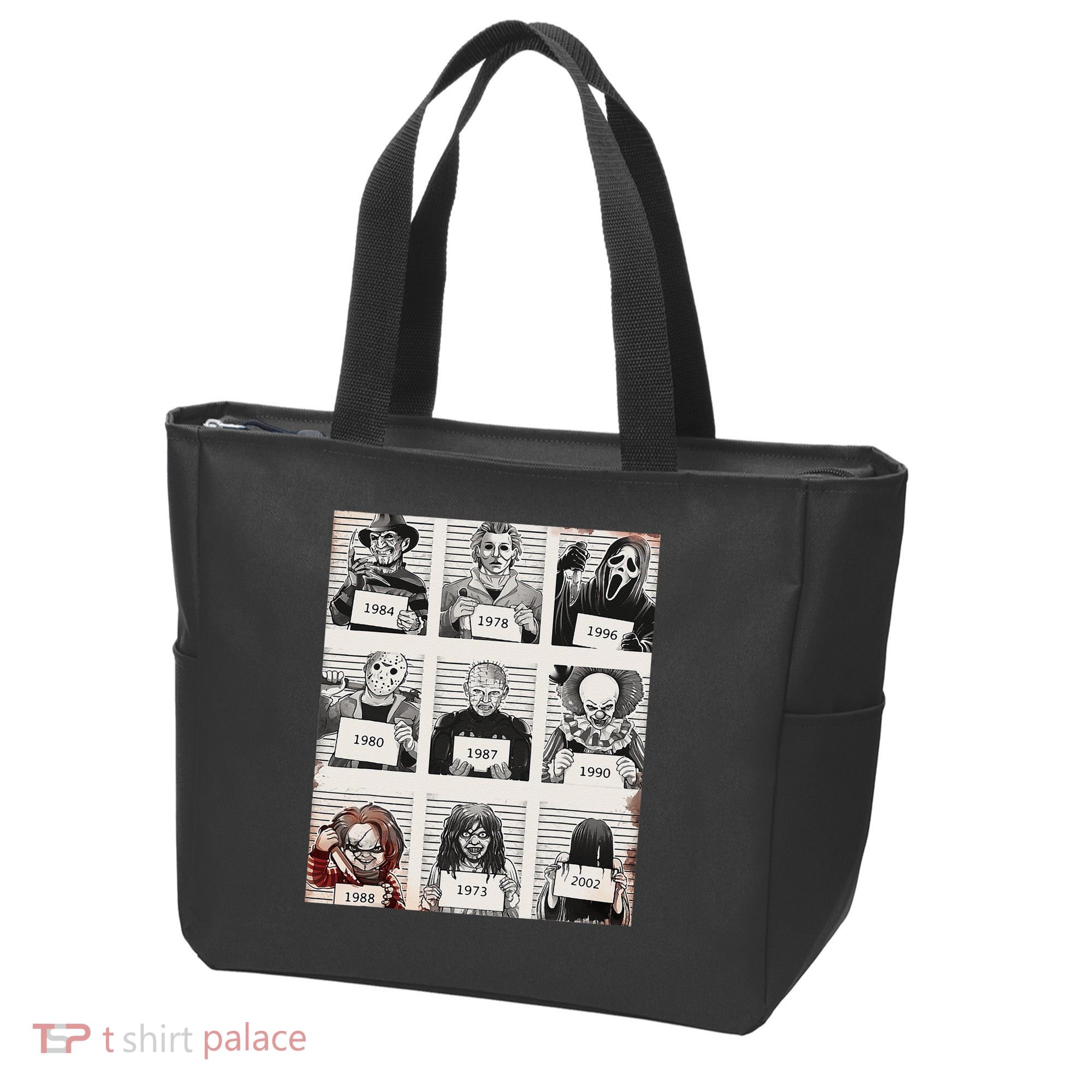 Retro Halloween Creepy Legends Killers Mugshots Horror Fan Tote Bag