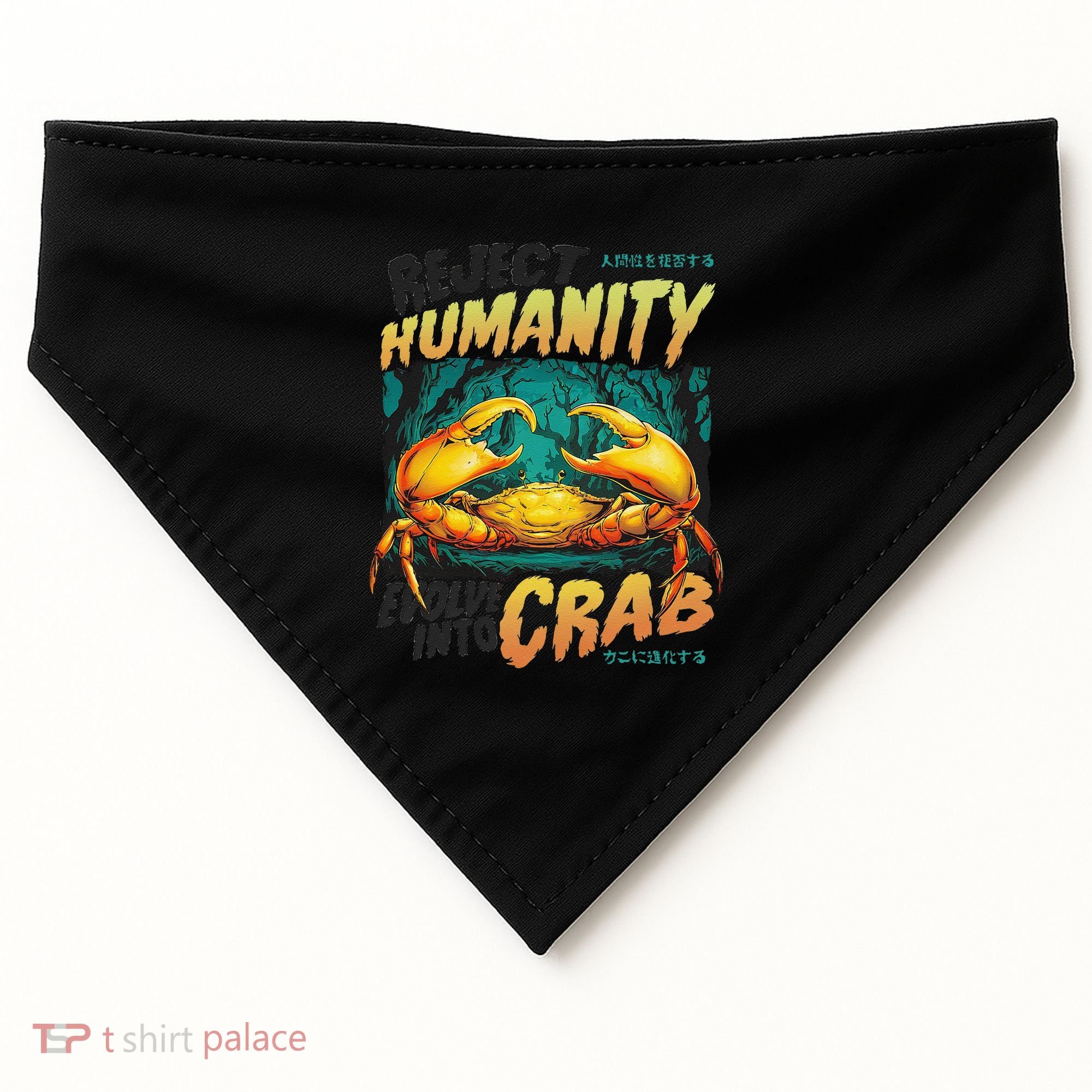 Reject Humanity Crab Horror Crab Horror Funny Meme USA-Made Doggie Bandana