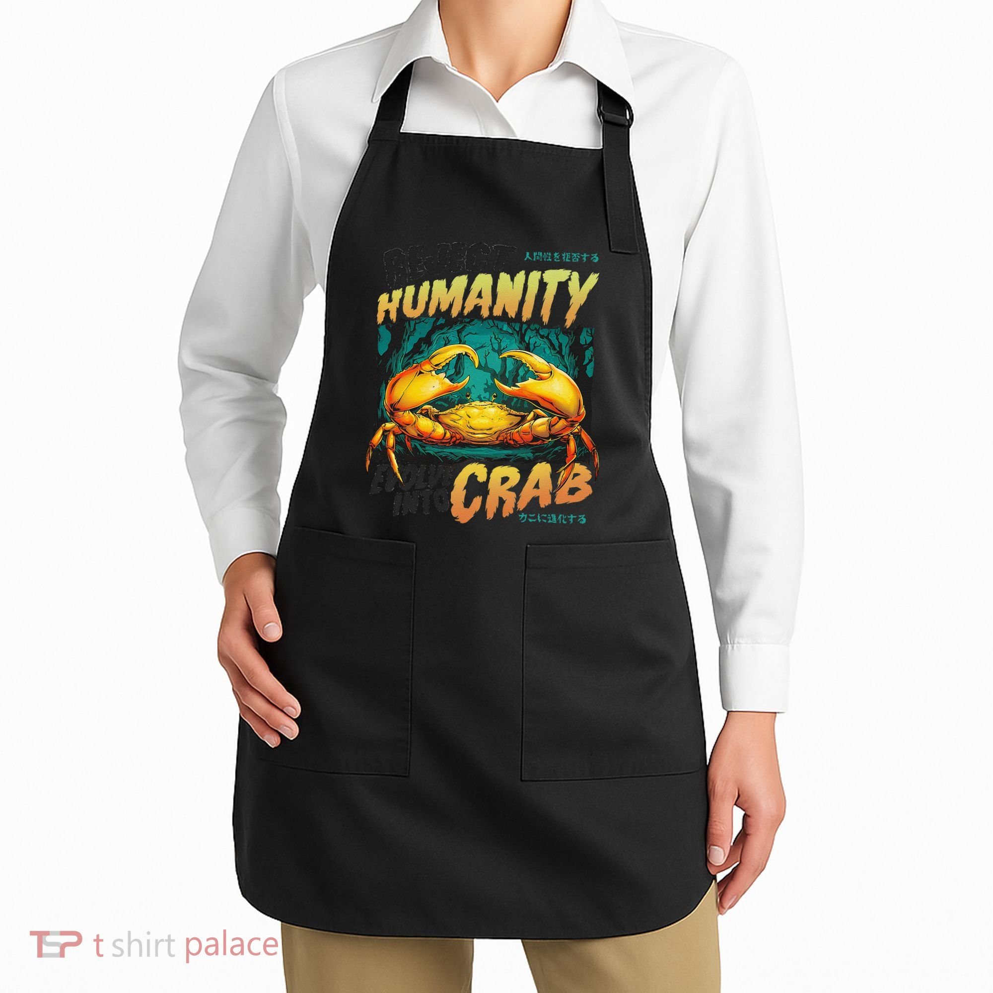 Reject Humanity Crab Horror Crab Horror Funny Meme Apron