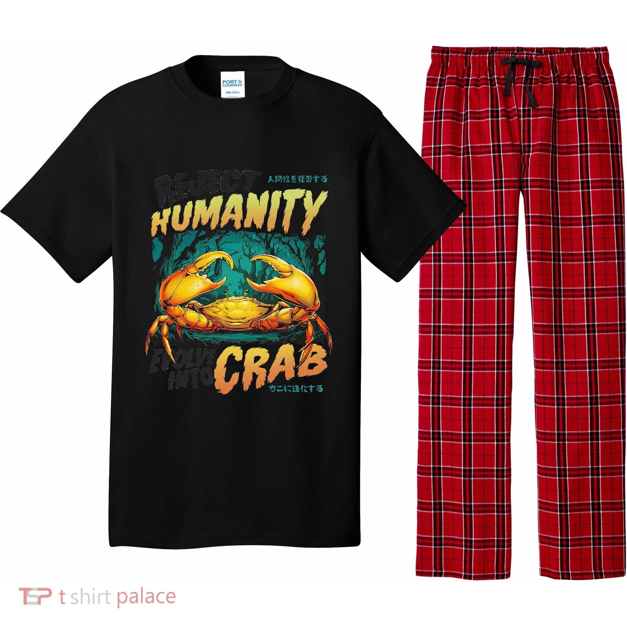 Reject Humanity Crab Horror Crab Horror Funny Meme Pajama Set