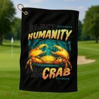 Reject Humanity Crab Horror Crab Horror Funny Meme Golf Towel thumb 1