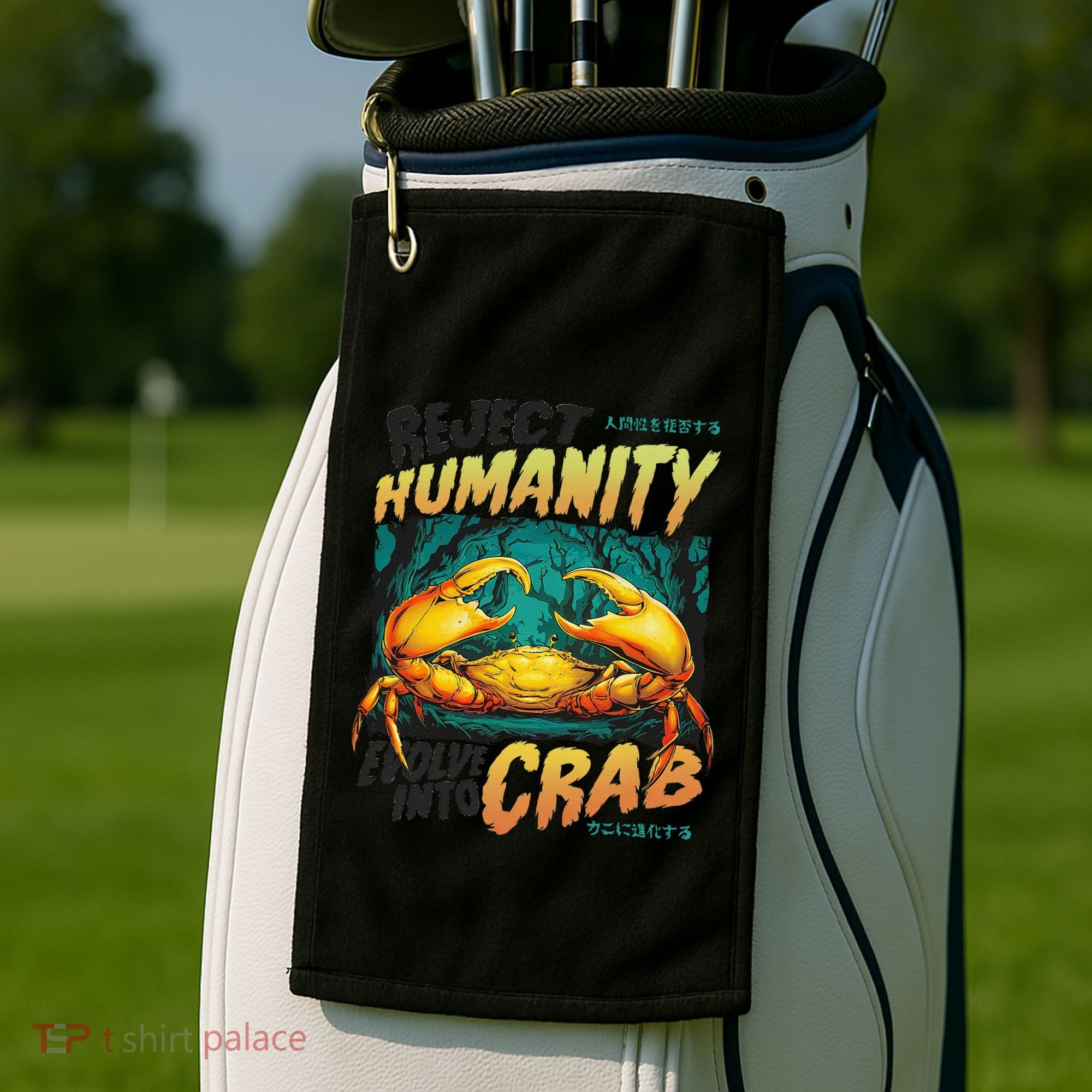 Reject Humanity Crab Horror Crab Horror Funny Meme Golf Towel