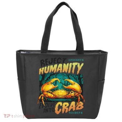 Reject Humanity Crab Horror Crab Horror Funny Meme Tote Bag