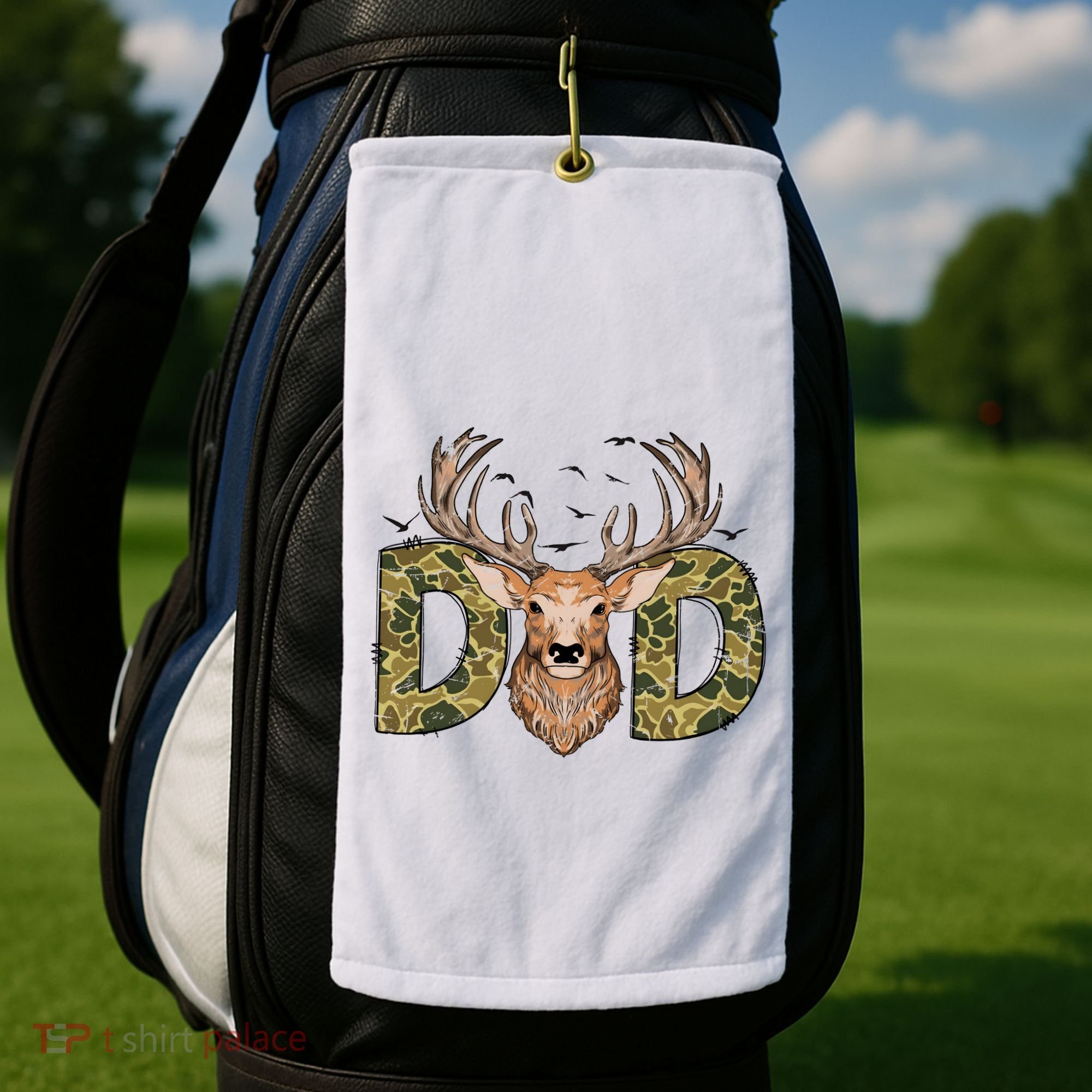 Retro Hunter Dad Deer Hunting Golf Towel