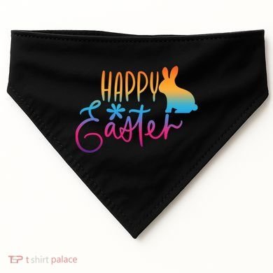 Rainbow Happy Easter Bunny USA-Made Doggie Bandana