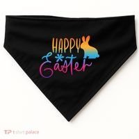 Rainbow Happy Easter Bunny USA-Made Doggie Bandana thumb 0