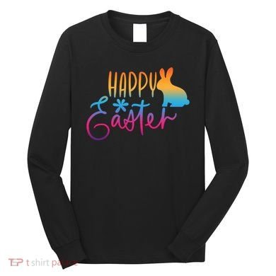 Rainbow Happy Easter Bunny Long Sleeve Shirt